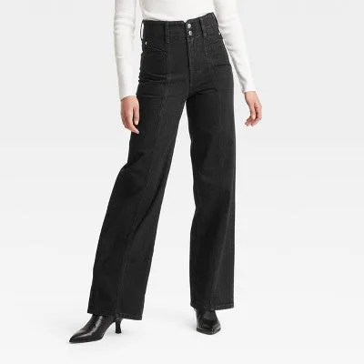 New - Women's High-Rise Tailored Wide Leg Jeans - Universal Thread