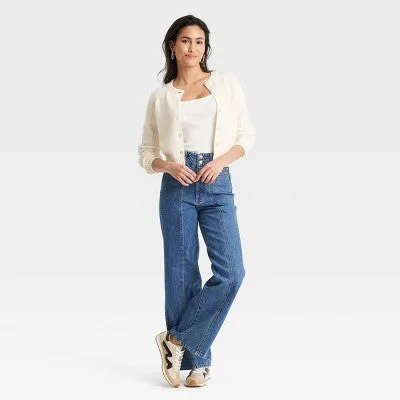 New - Women's High-Rise Tailored Wide Leg Jeans - Universal Thread