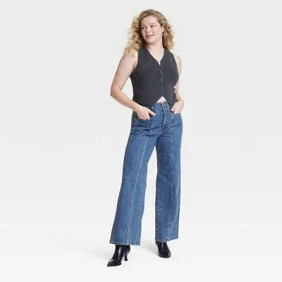 New - Women's High-Rise Tailored Wide Leg Jeans - Universal Thread