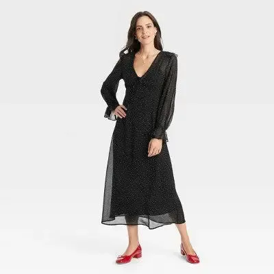 New - Women's Long Sleeve Sheer Maxi Dress - A New Day