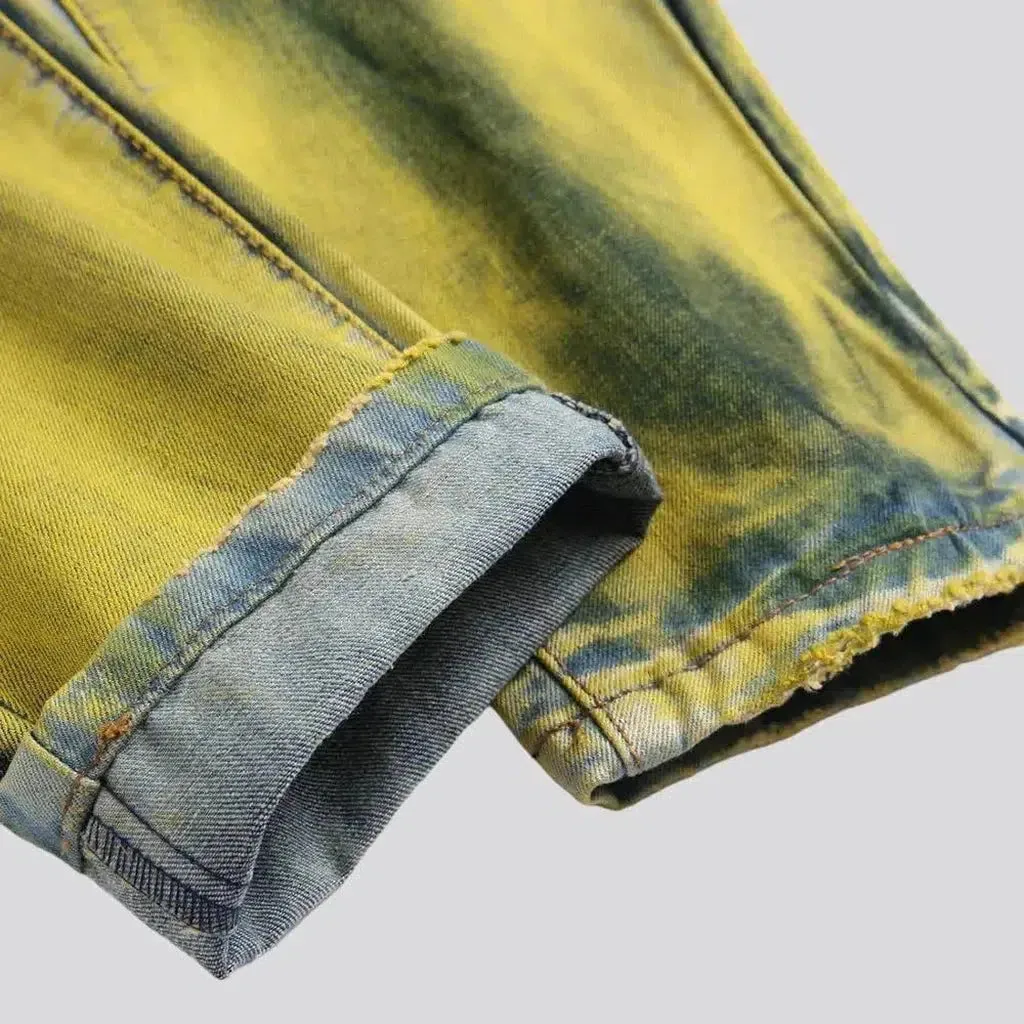 Painted mid-waist jeans
 for men