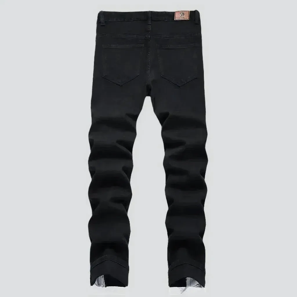 Patchwork black jeans
 for men