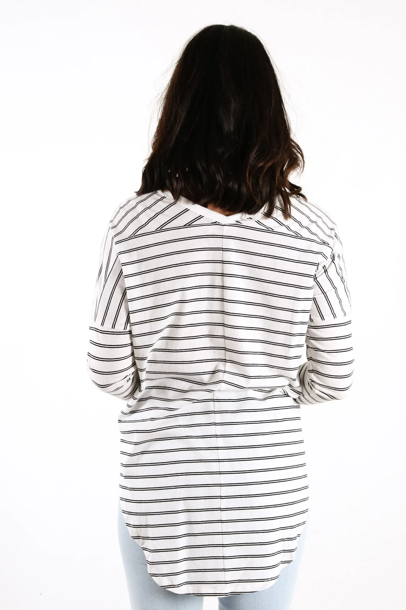 Phoebe Top White Black Stripe