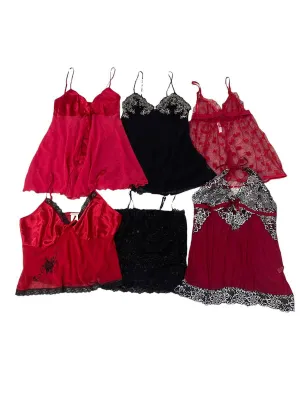 "Y2k 2024" - Black Red Tops & Mesh Dresses Mix - 23 Pcs