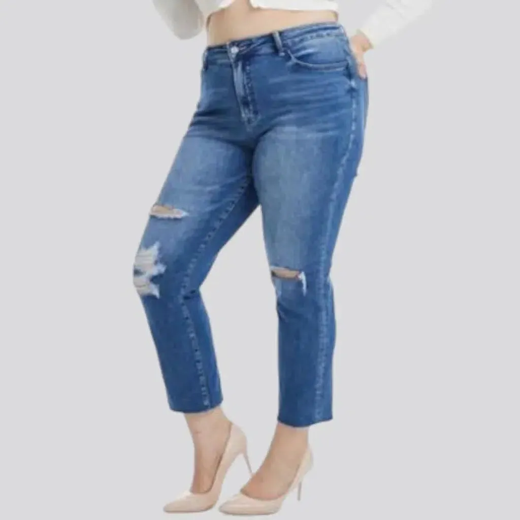 Sanded cropped jeans
 for women