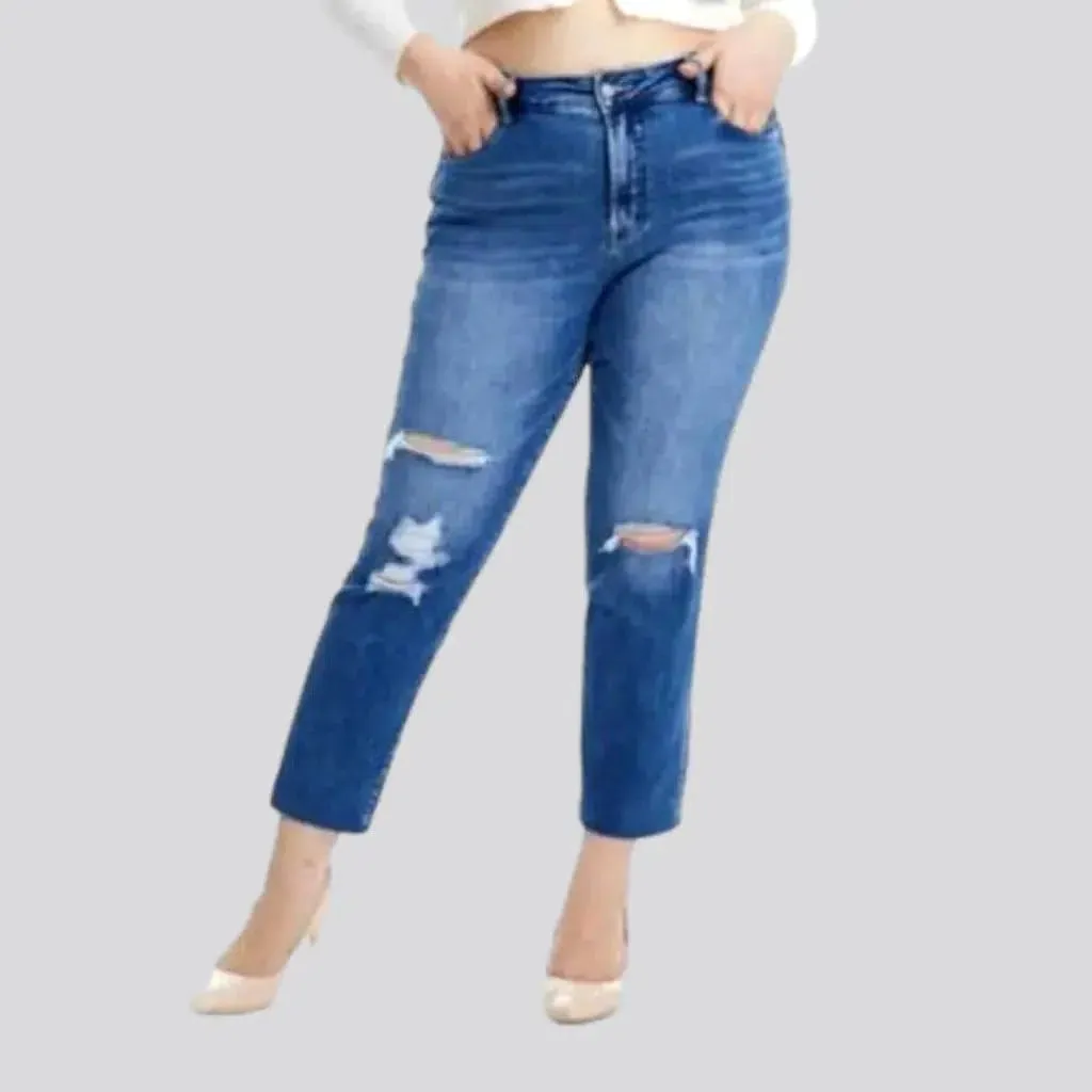 Sanded cropped jeans
 for women