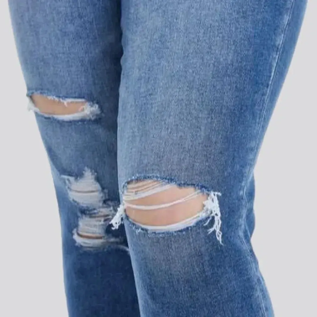 Sanded cropped jeans
 for women