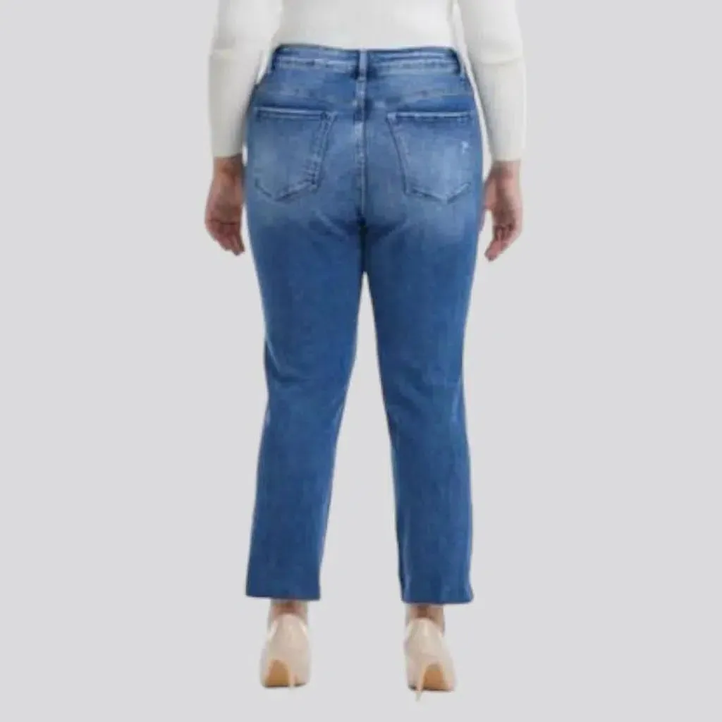 Sanded cropped jeans
 for women