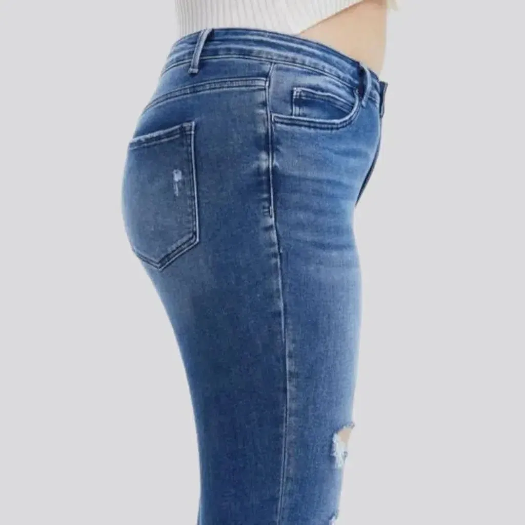 Sanded cropped jeans
 for women