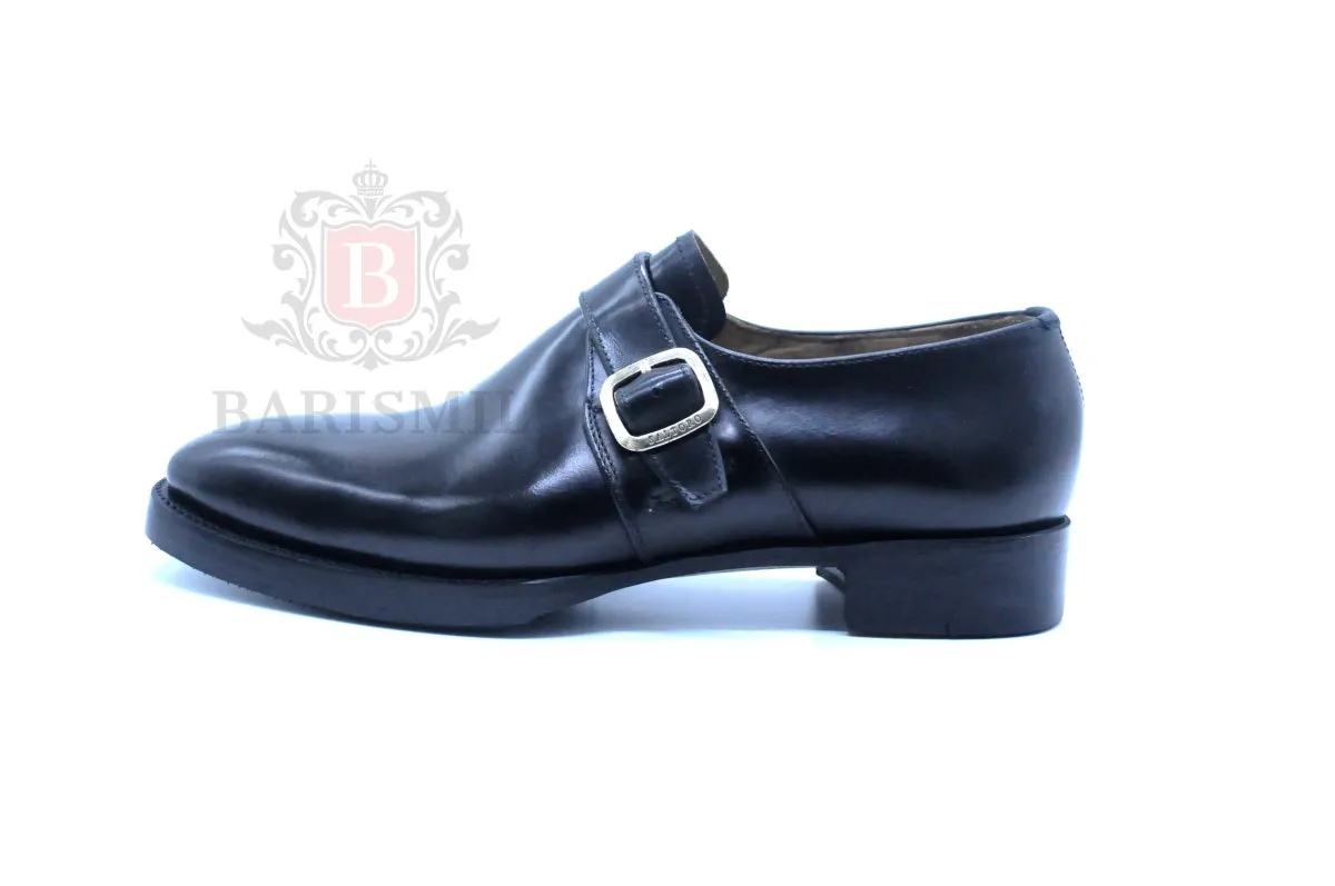 Smith - Black Single Strap Monk Shoes