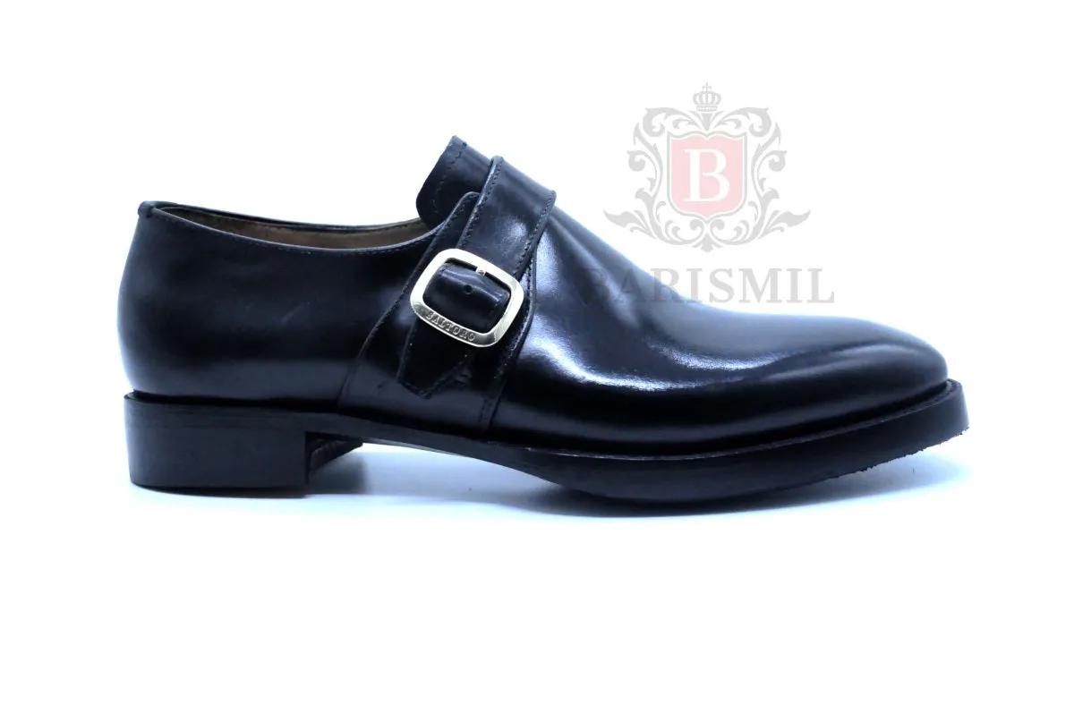 Smith - Black Single Strap Monk Shoes