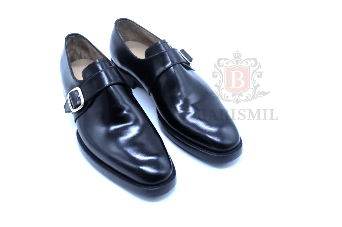 Smith - Black Single Strap Monk Shoes