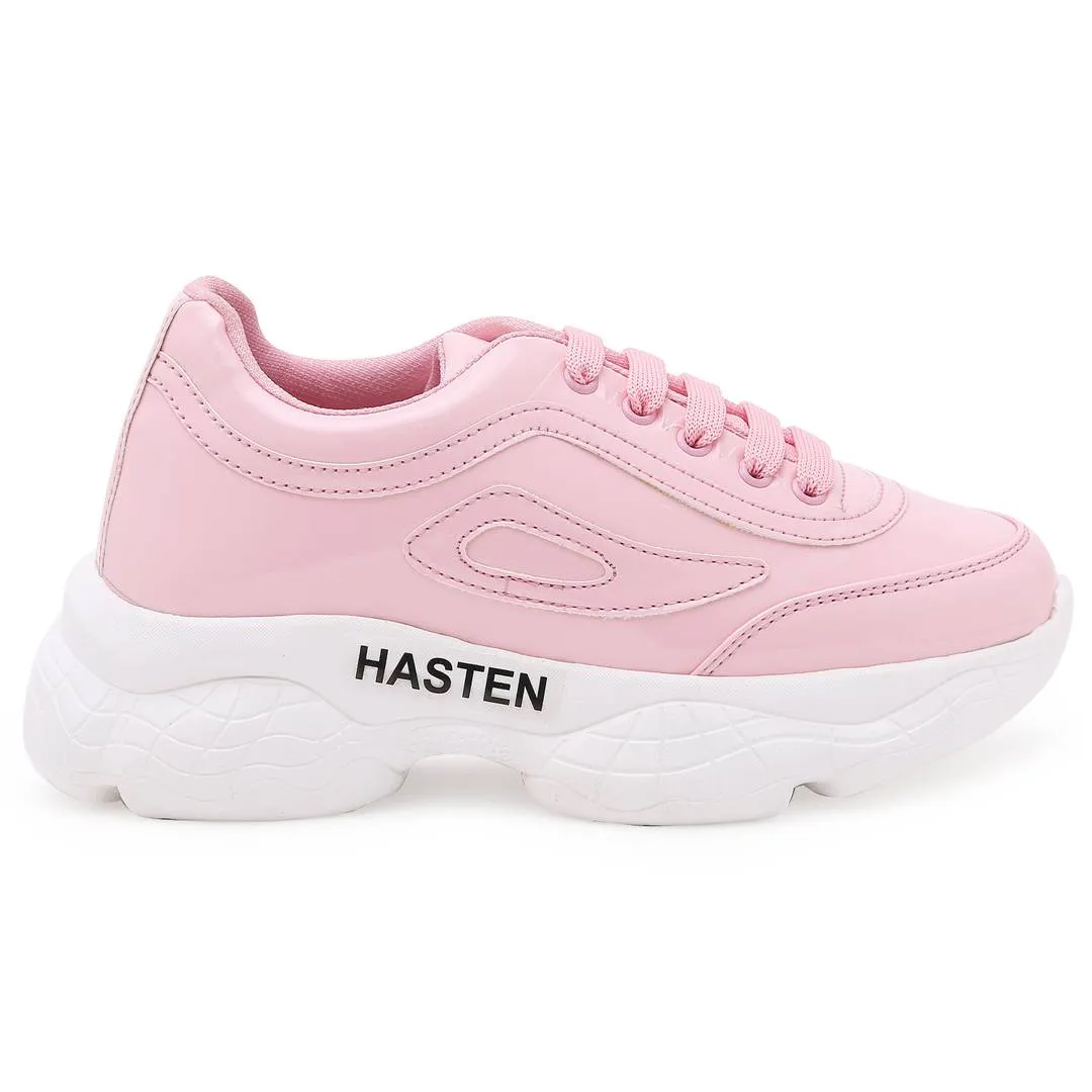 Stylish Pink Synthetic Leather Shoe