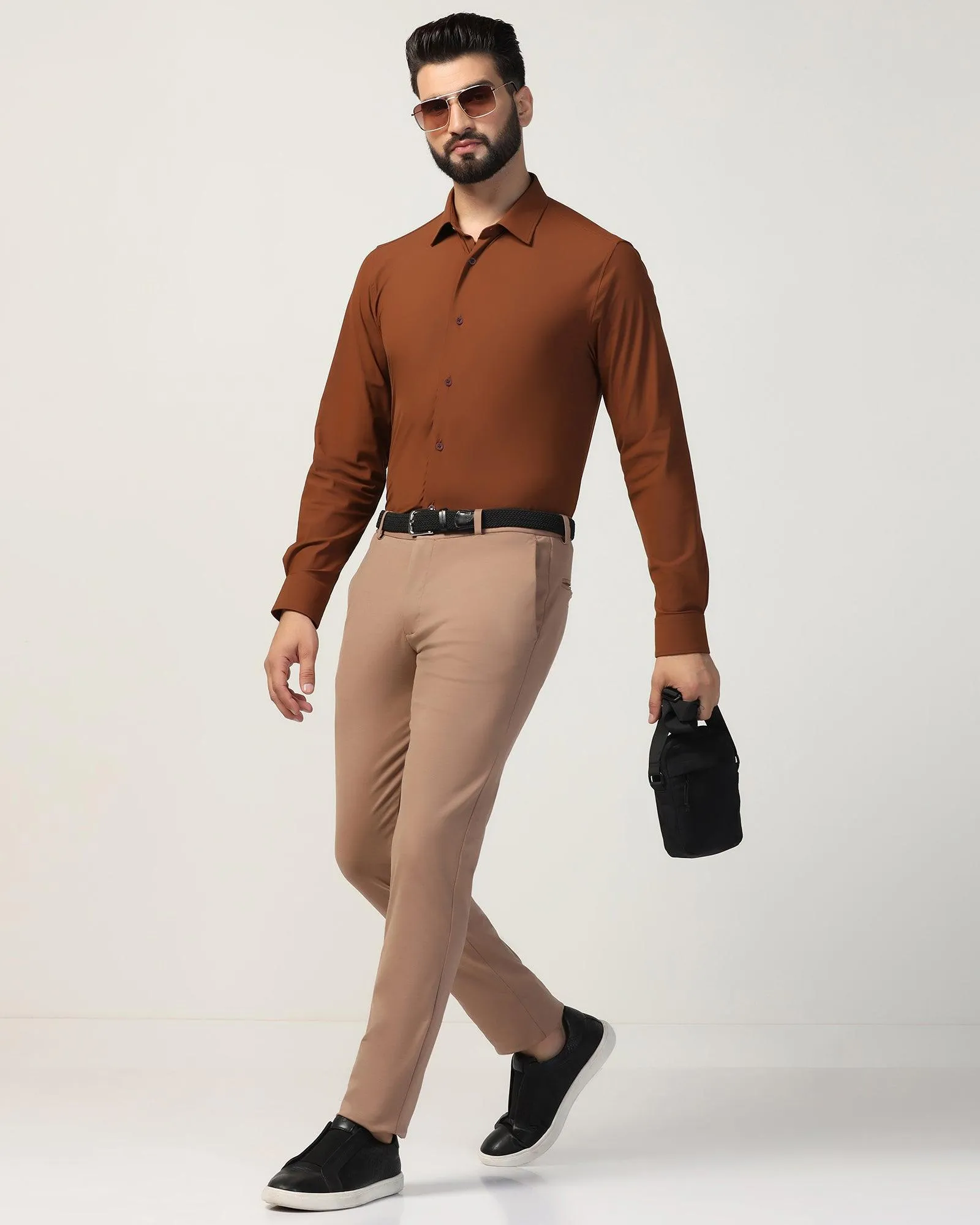 TechPro Formal Rust Solid Shirt - Zabka