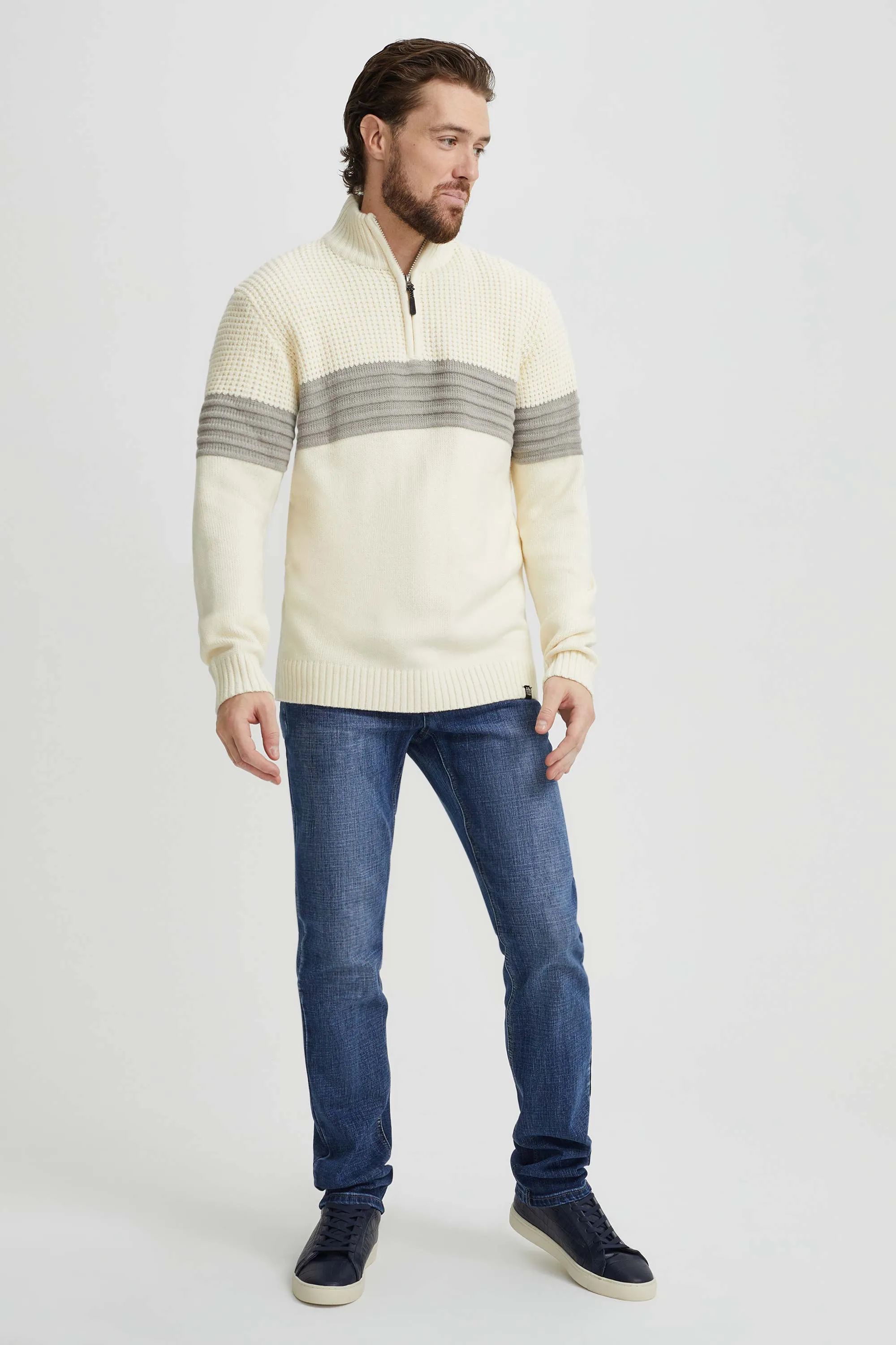 Textured knit with a high collar