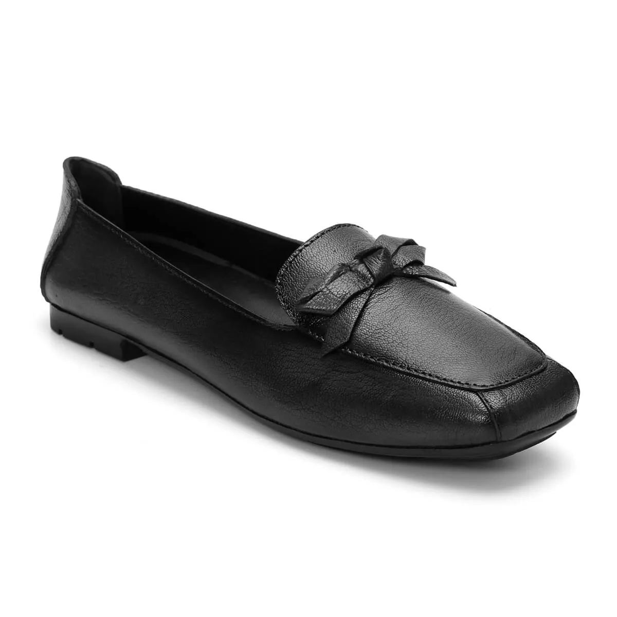 Trendy Leather Bow Flat Square Toe Loafers for Women LG-35