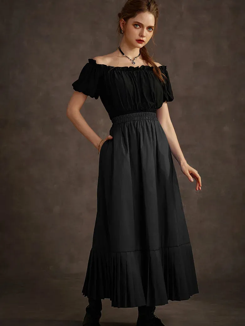 Victorian Goth Tiered Pleated Hem Chameleon Maxi Skirt