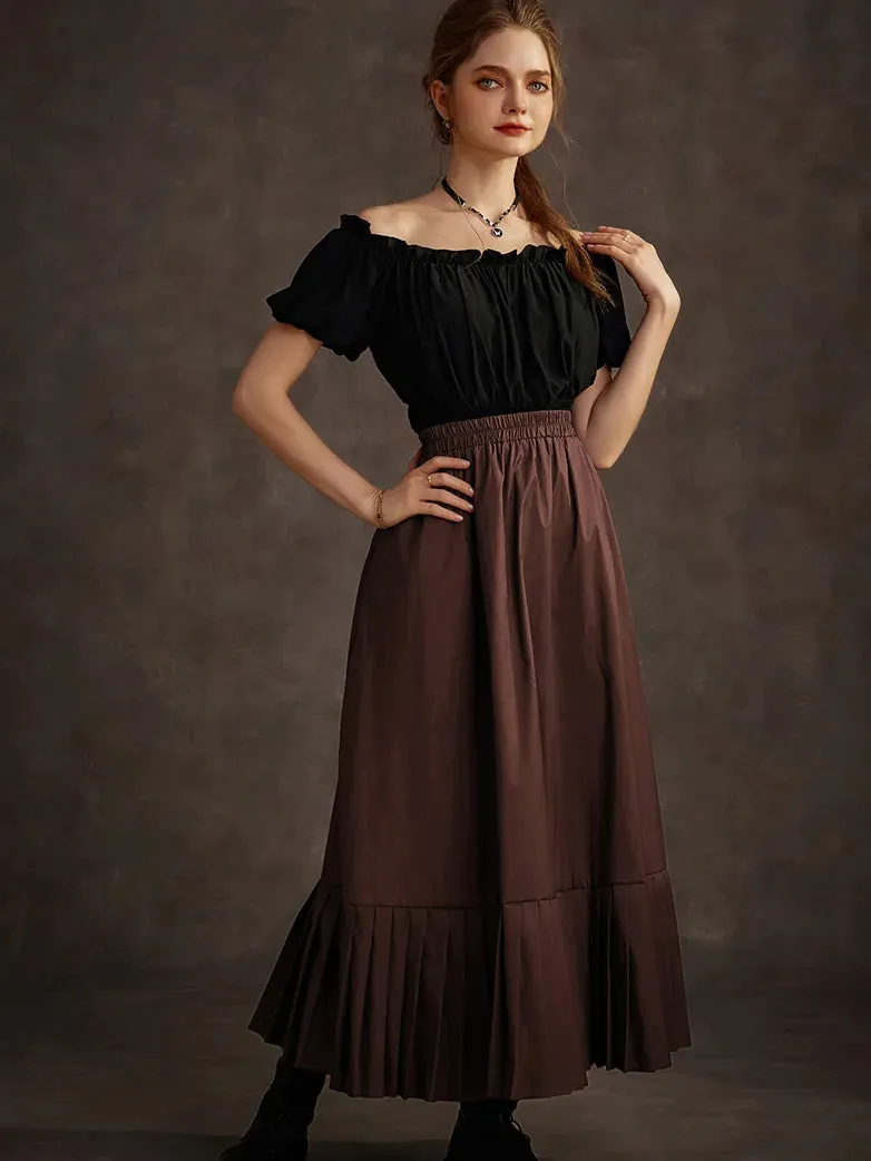 Victorian Goth Tiered Pleated Hem Chameleon Maxi Skirt