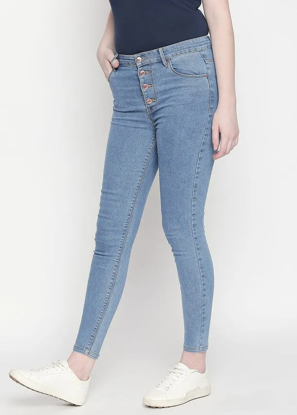 Vienna High Waist Jeans With Four Buttons