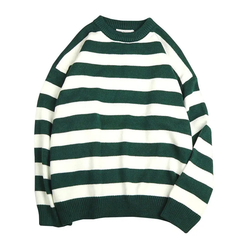 Wenkouban Striped Sweater Women Oversized Jumper Knitted Pullover Casual Crew Neck Jumper Ladies Harajuku Knitwear Autumn Warm Streetwear