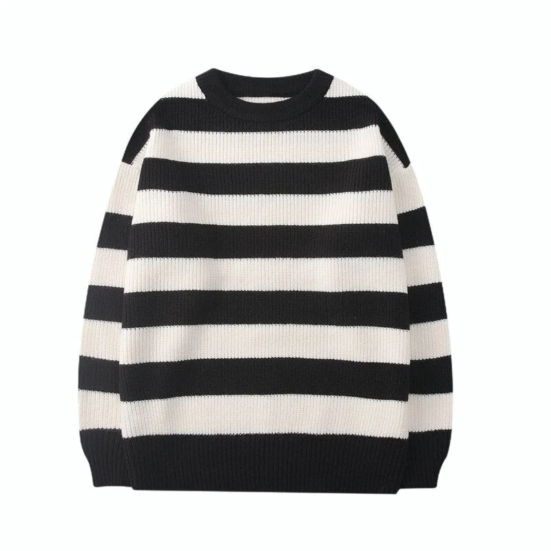 Wenkouban Striped Sweater Women Oversized Jumper Knitted Pullover Casual Crew Neck Jumper Ladies Harajuku Knitwear Autumn Warm Streetwear