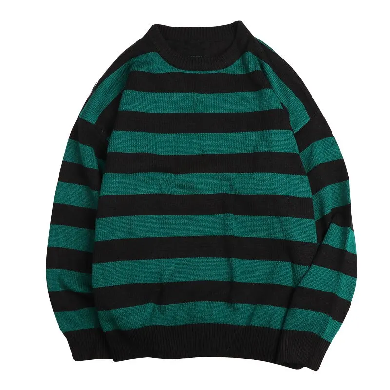 Wenkouban Striped Sweater Women Oversized Jumper Knitted Pullover Casual Crew Neck Jumper Ladies Harajuku Knitwear Autumn Warm Streetwear