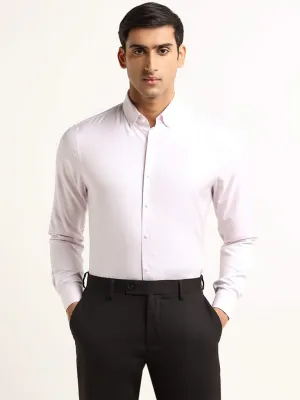 WES Formals Solid Light Pink Cotton Slim Fit Shirt