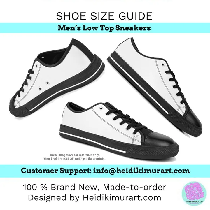 White Solid Color Men's Shoes, Best Men's Low Top Sneakers, Modern Must Have Essential Solid Color Tennis Shoes For Men