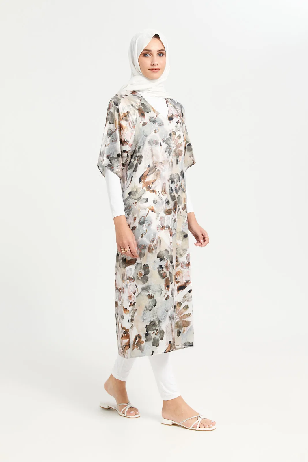 Women Assorted Floral Print Satin Kaftan Dress