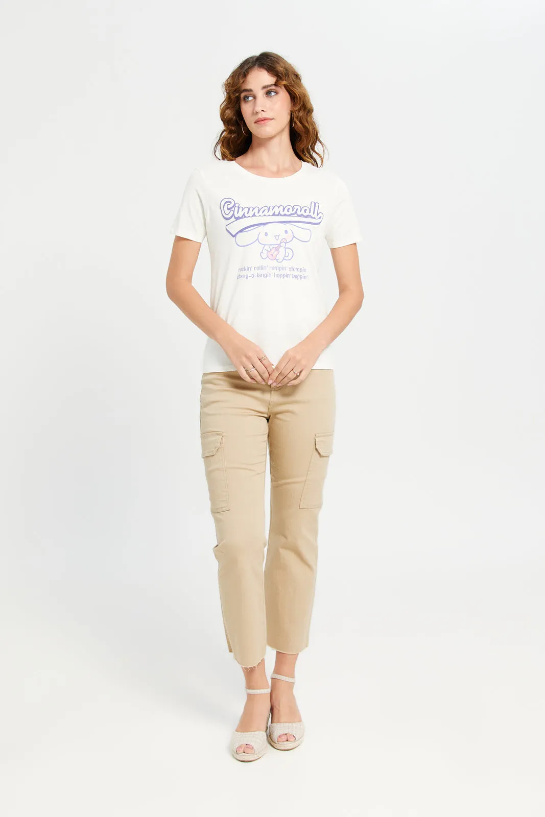 Women Ivory Cinnamoroll Printed T-Shirt