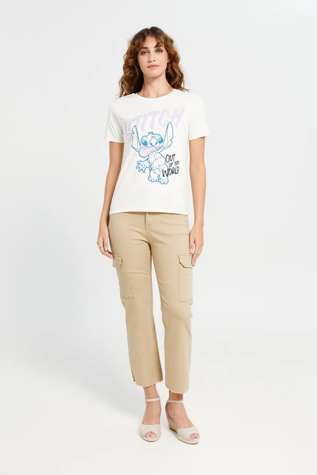 Women Ivory Stitch Printed T-Shirt