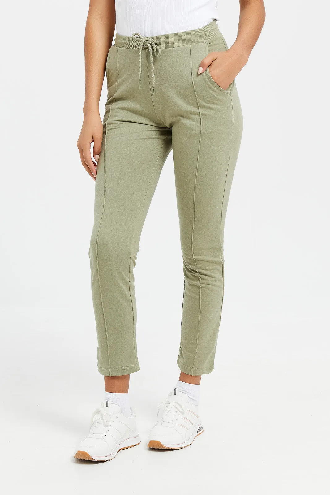 Women Olive Active Pant