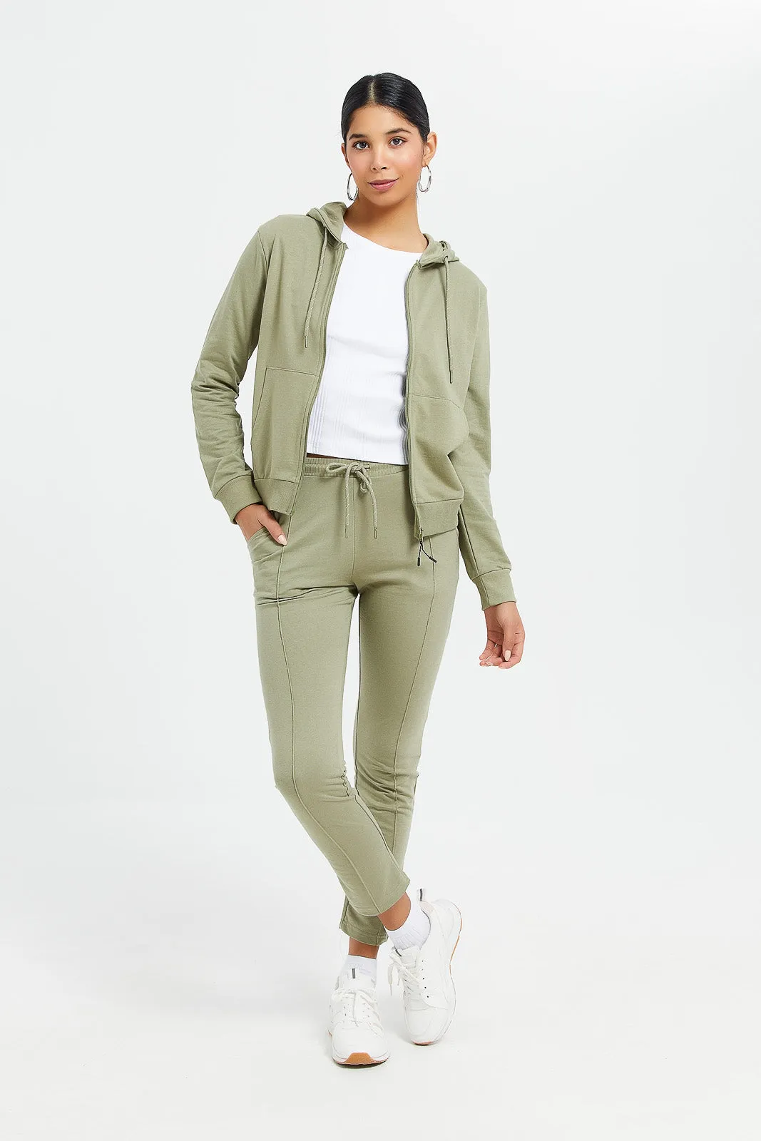 Women Olive Active Pant