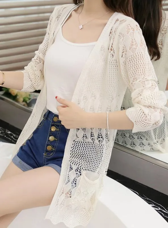 Women Thin Knit Cardigan Sweater Female Jacket