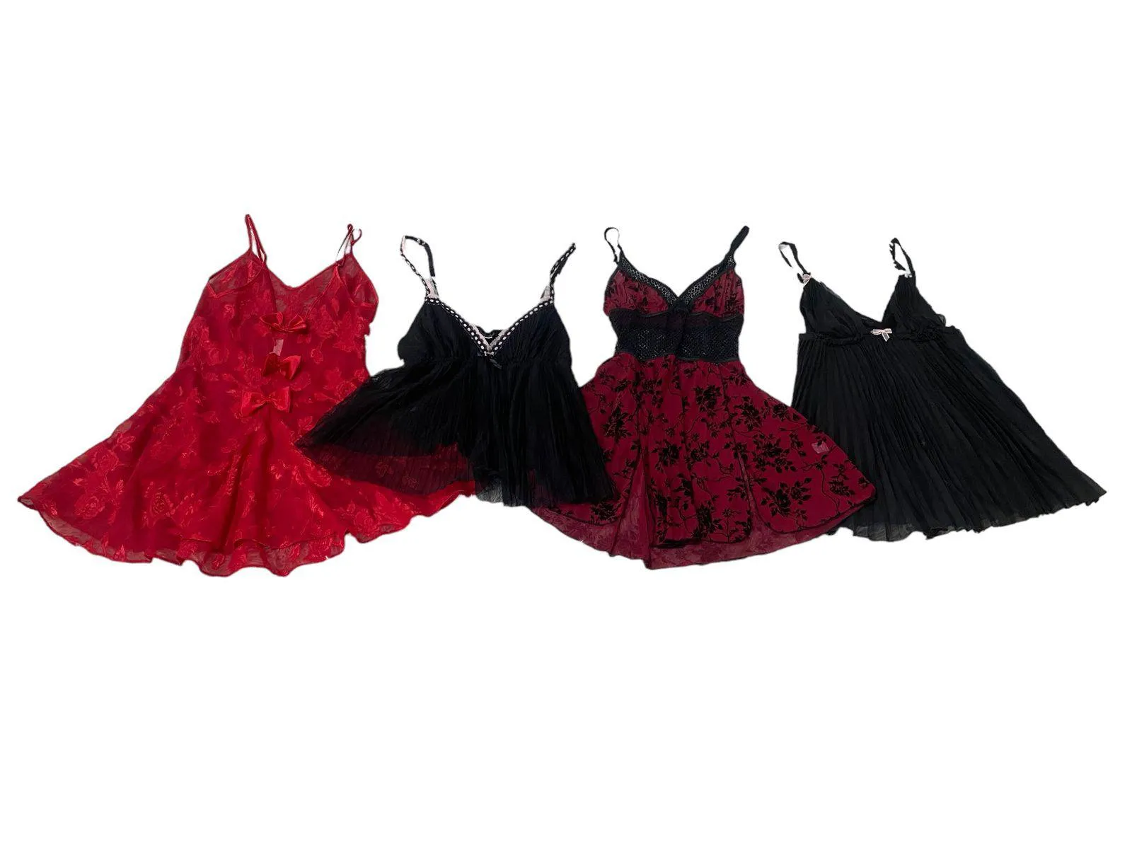 Y2K Italian Bale Red Black Lace & Mesh Mix Tops - 15 Pcs