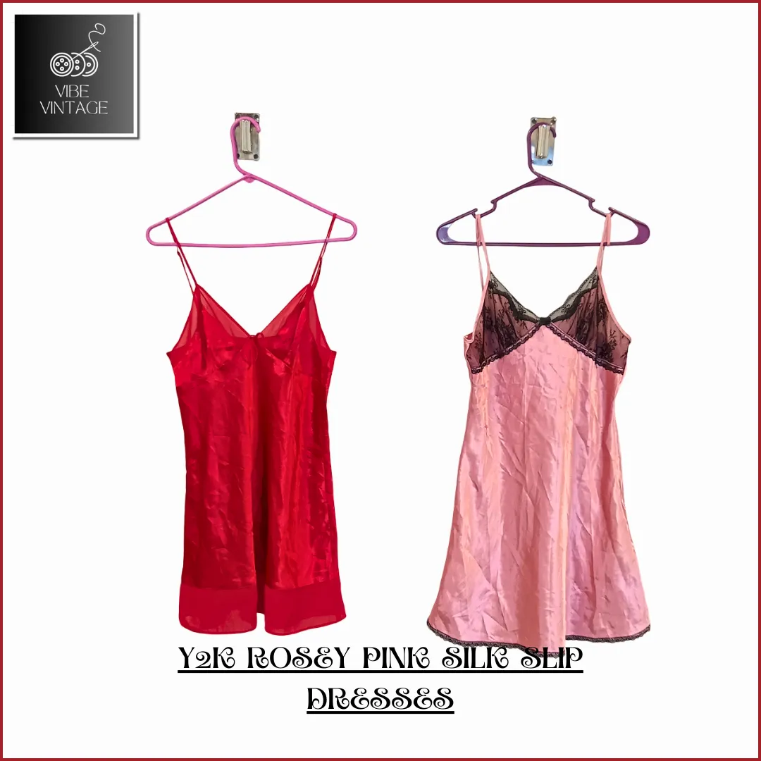 Y2K ROSEY PINK SILK SLIP DRESSES - 18 PCS